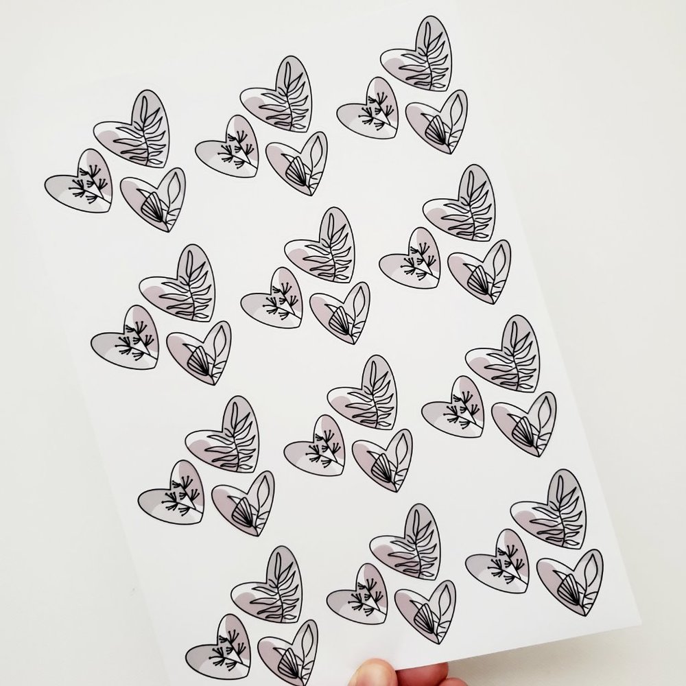 LB068 Neutral Palette Abstract Heart Line Art Plants Sticker Sheets [Price Firm] - Picture 4 of 12